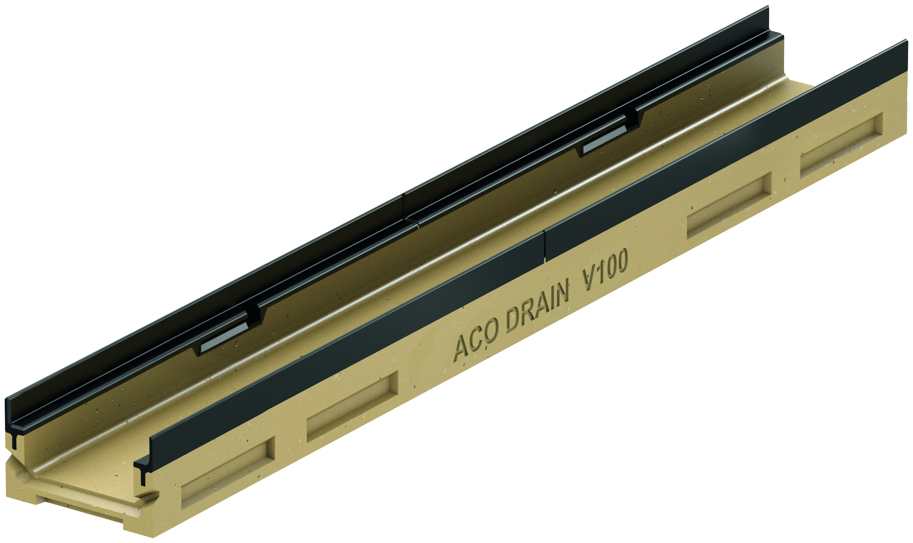 ACO Multiline V100G koryto niskie z żeliwną krawędzią, polimerbeton