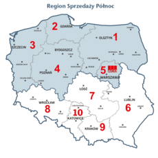 Mapa Regiony Sprzedazy-polnoc