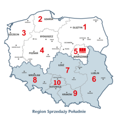 Mapa Regiony Sprzedazy-południe